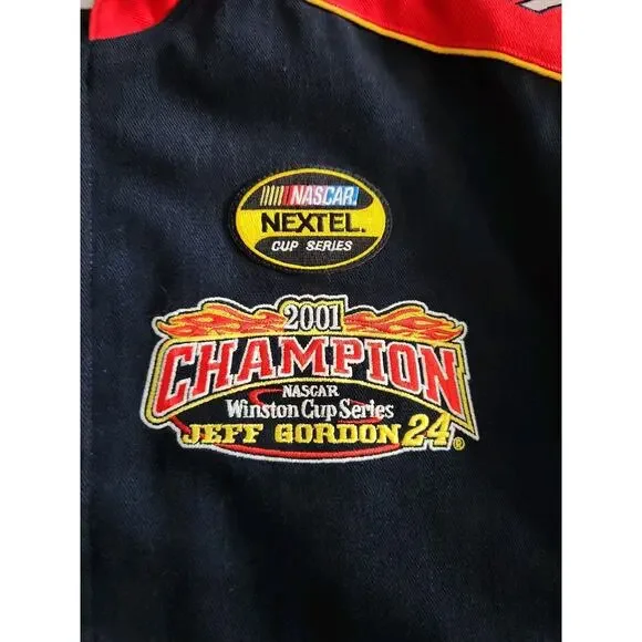 Vintage DuPont NASCAR Jeff Gordon 24 Flames 2001 Jacket Champion JH Chase Size M